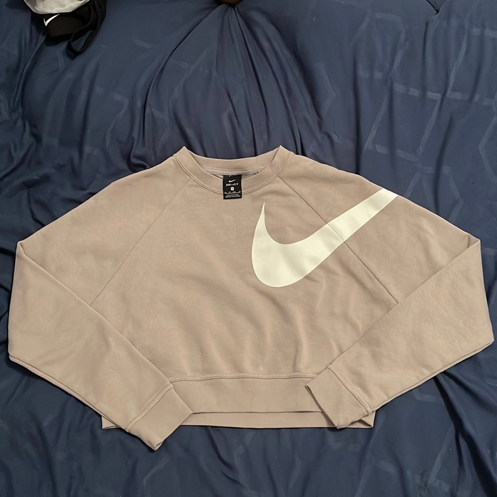 Tan/beige cropped Nike sweatshirt